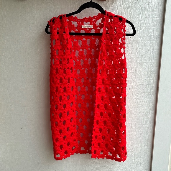 Vintage 1970’s wool crochet vest groovy handmade - Picture 1 of 3